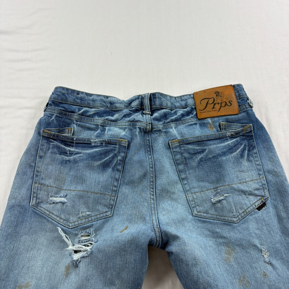 PRPS Jeans Mens 34x33 Blue Cayenne Super Skinny Distressed Grunge Stretch - Picture 9 of 10